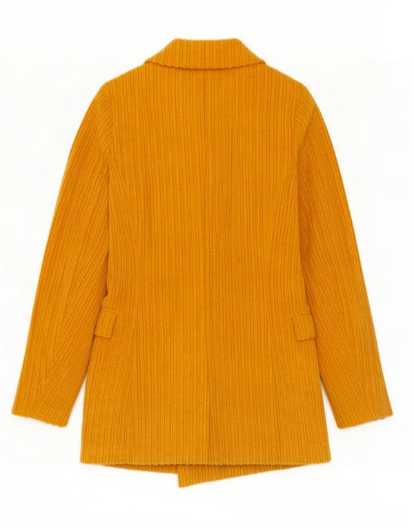 Benetton Chaqueta Americana De Pana Con Doble Botonadura Para Mujer UK 6 XS Amarillo