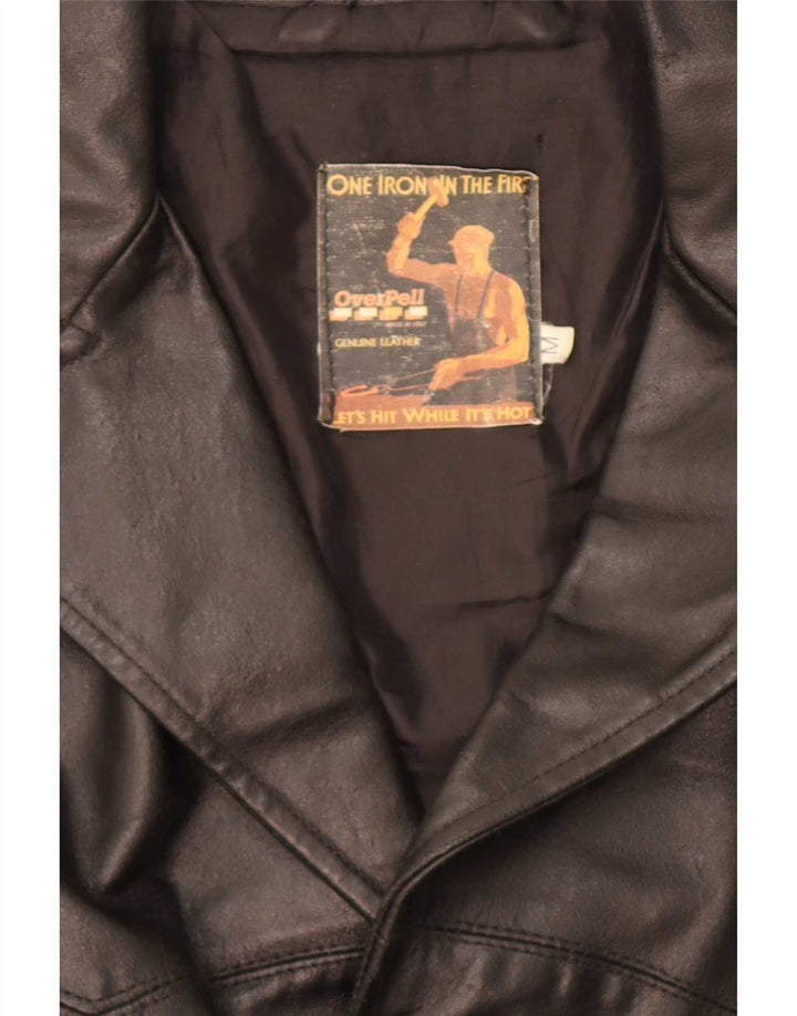 Vintage hombres 3 botones cuero Blazer chaqueta Reino Unido 38 medio negro