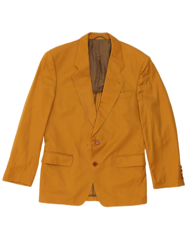 Vintage hombres 2 botones traje de 2 piezas IT 48 Medio W32 L32 Algodón Amarillo