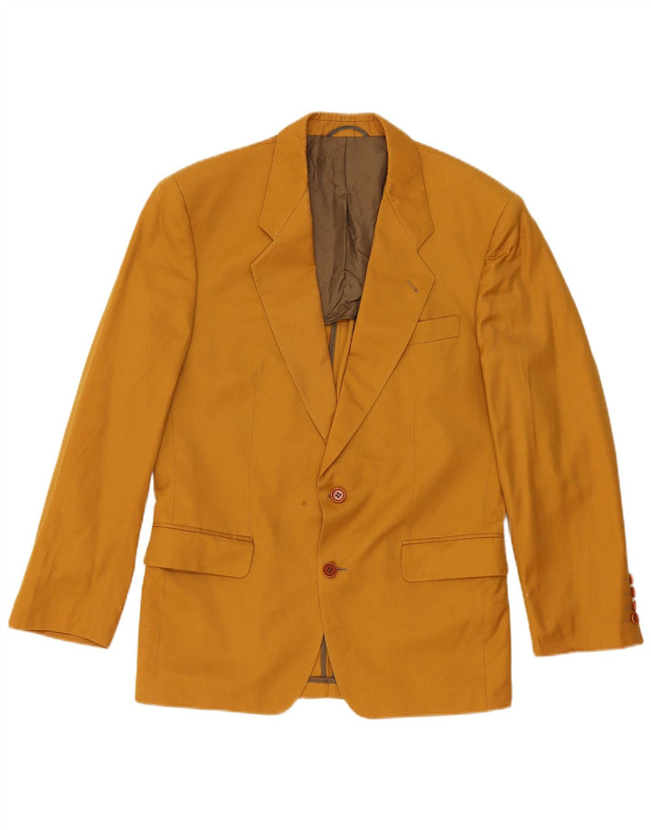 Vintage hombres 2 botones traje de 2 piezas IT 48 Medio W32 L32 Algodón Amarillo