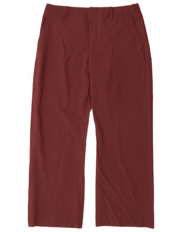 Zara Mujer Pantalón Chino Loose Fit XL W32 L30 Poliéster Burdeos