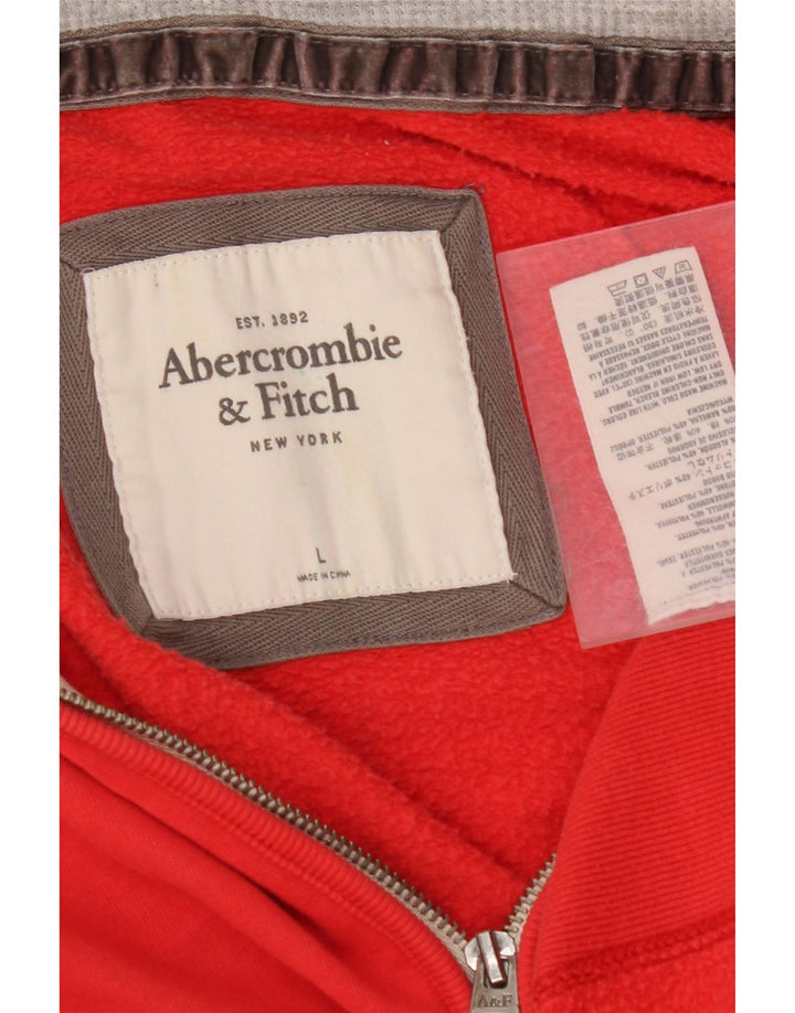 ABERCROMBIE & FITCH Suéter con capucha y cremallera gráfica para mujer UK 40 Grande Rojo