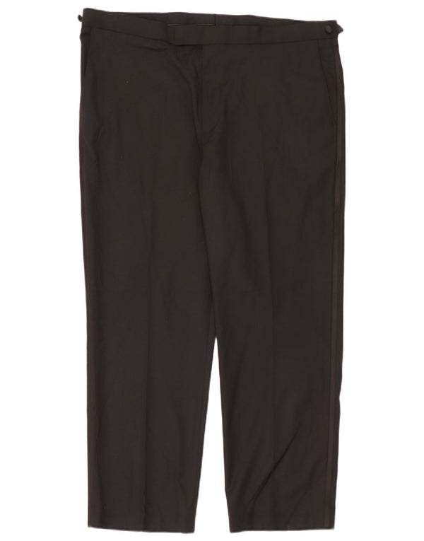 Marks & Spencer Pantalón de traje de corte regular para hombre W40 L29 Poliéster negro