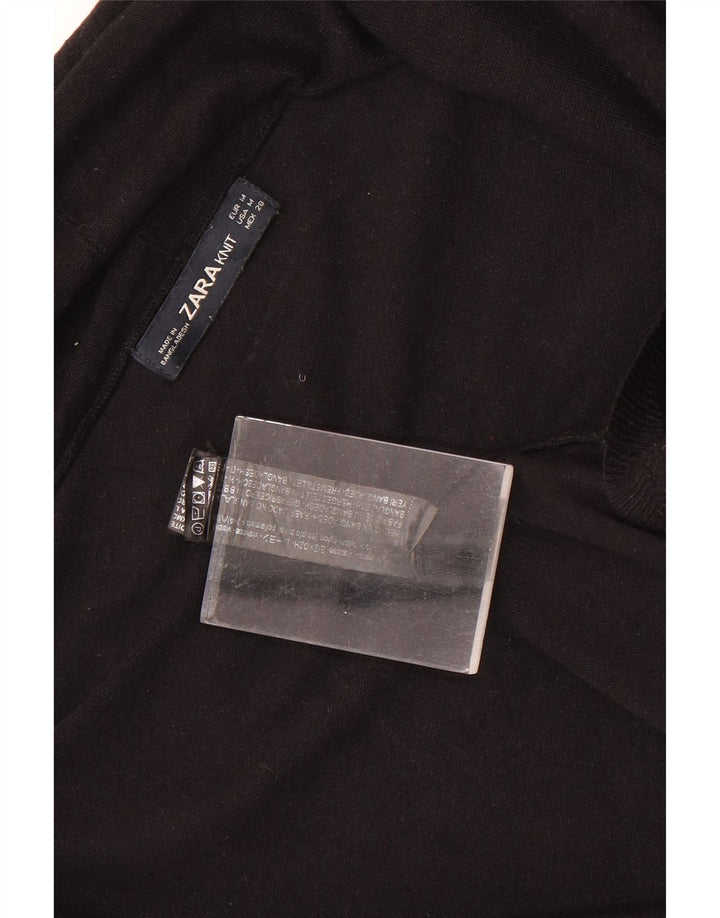 Zara Mujer Cárdigan Abierto Suéter UK 12 Medium Black Viscosa
