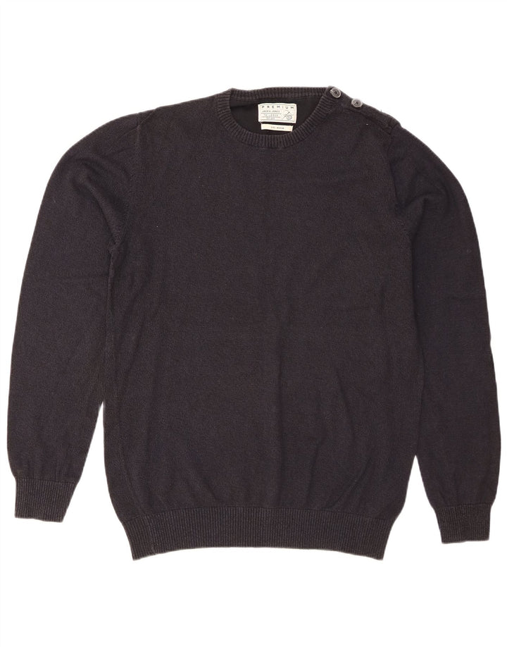Jack & Jones Hombre Regular Fit Jersey De Cuello Redondo Jersey Azul Marino Medio