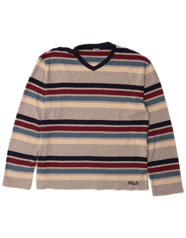 Fila Hombre Top Manga Larga XL Algodón A Rayas Multicolor