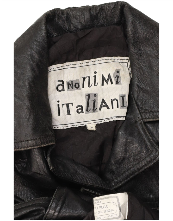 VINTAGE Chaqueta de cuero para mujer Reino Unido 10 Pequeño cuero negro