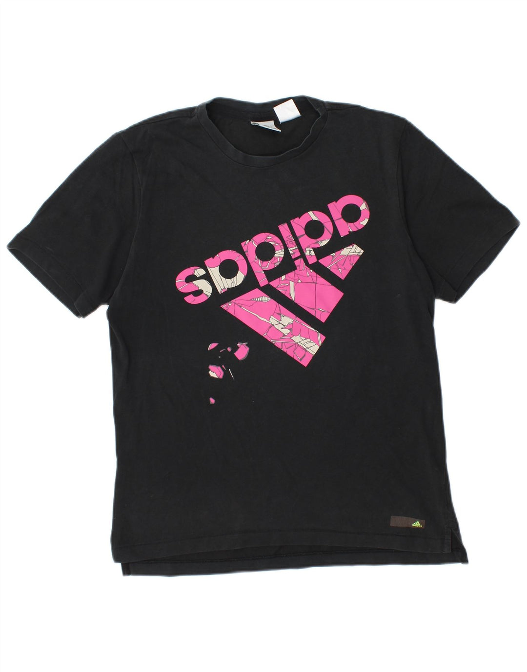 ADIDAS Camiseta gráfica para mujer Top UK 44 Mediano Algodón negro