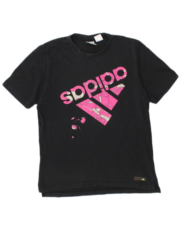 ADIDAS Camiseta gráfica para mujer Top UK 44 Mediano Algodón negro