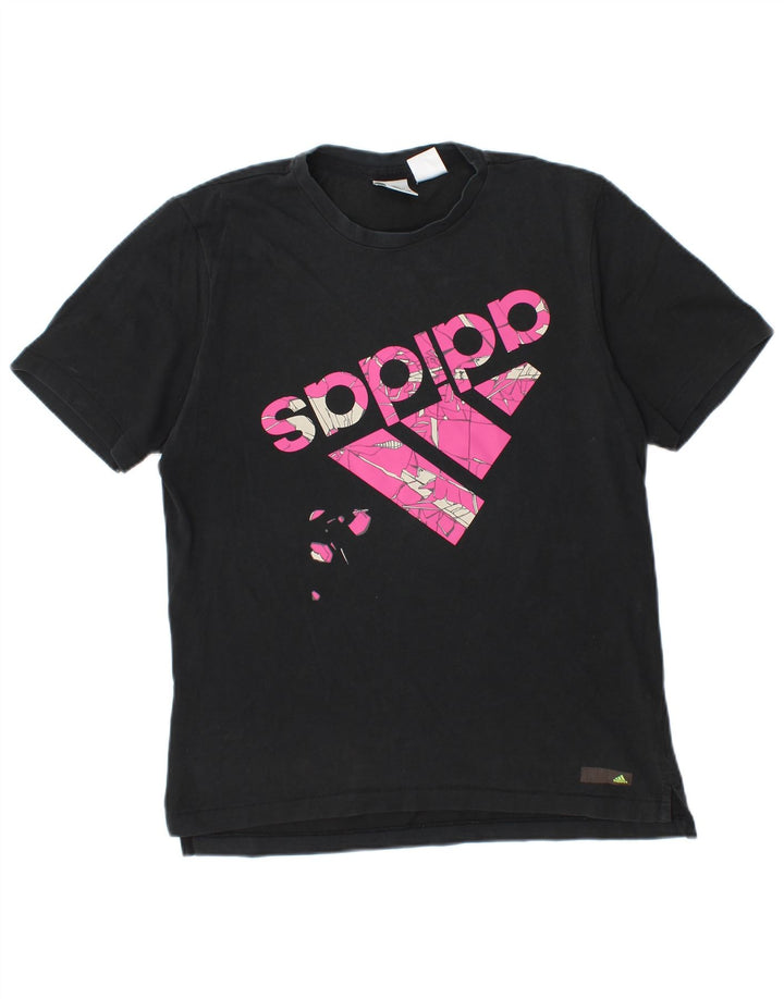 ADIDAS Camiseta gráfica para mujer Top UK 44 Mediano Algodón negro