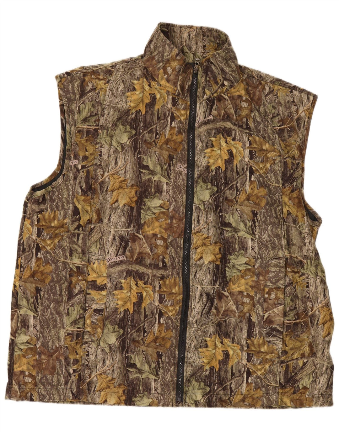 VINTAGE Hombres Patrón Abstracto Gilet Reino Unido 44 2XL Marrón Colorblock Poliéster