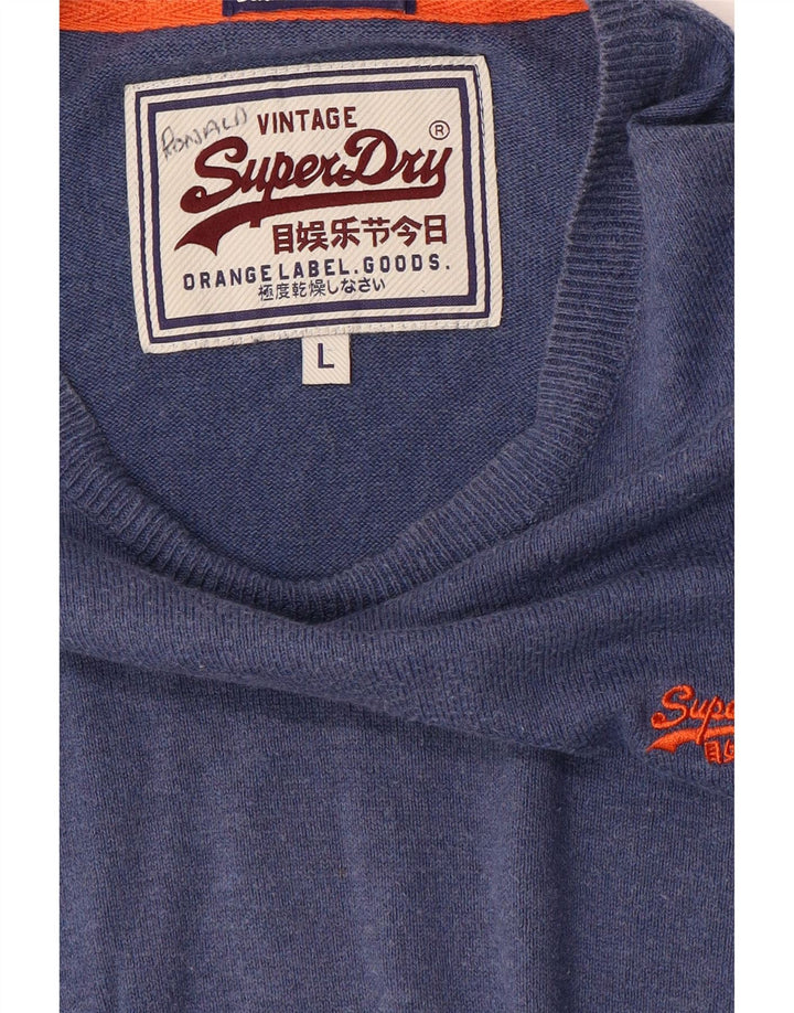 Superdry Jersey con cuello barco para hombre, color azul grande