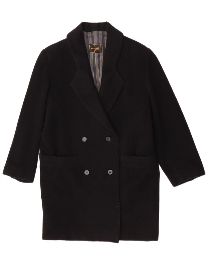 Abrigo Mujer Trussardi Jeans Cruzado IT 42 Mediano Lana Virgen Negro