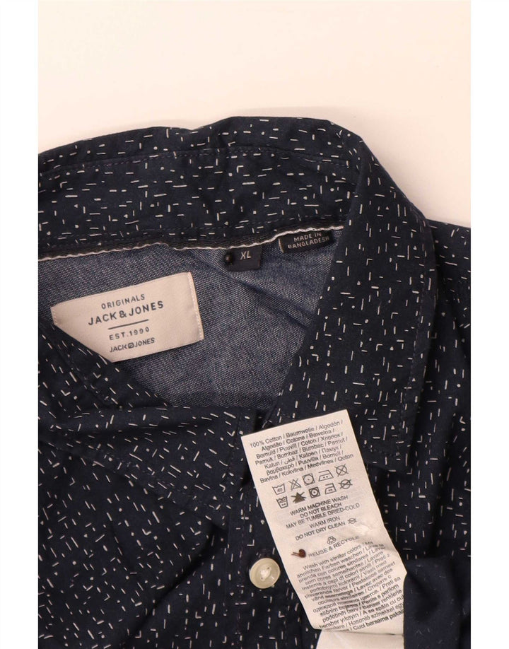 Camisa Jack & Jones Hombre XL Algodón Moteado Azul Marino