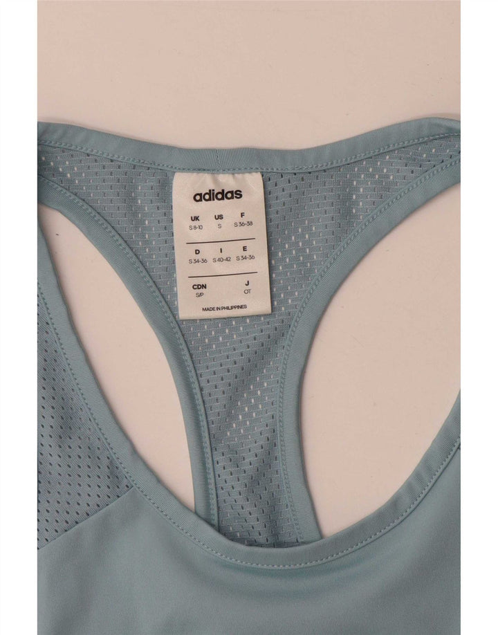 Adidas Mujer Climalite Graphic Vest Top UK 8/10 Pequeño Azul Poliéster