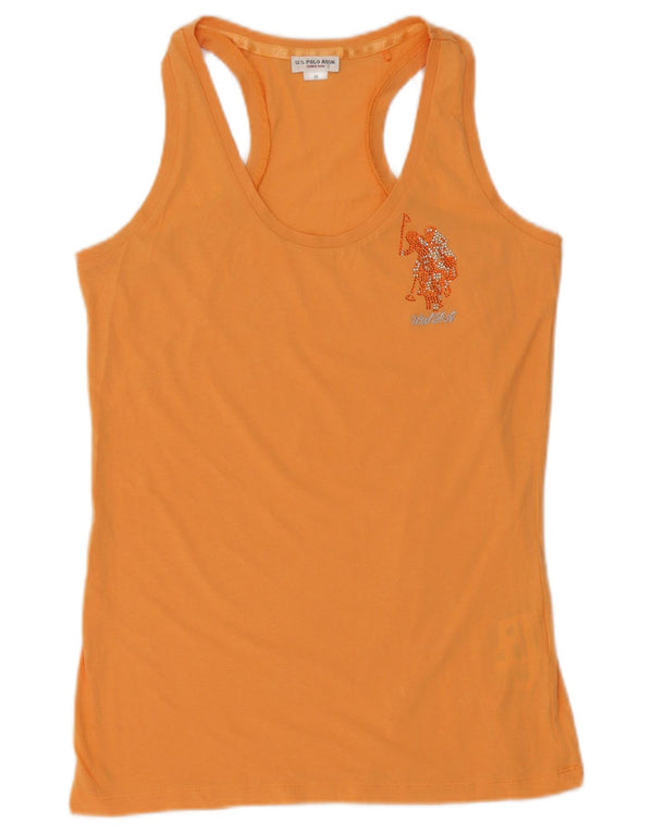 Asociación de Polo de EE. UU. Camiseta sin mangas para mujer UK 12 Algodón naranja mediano