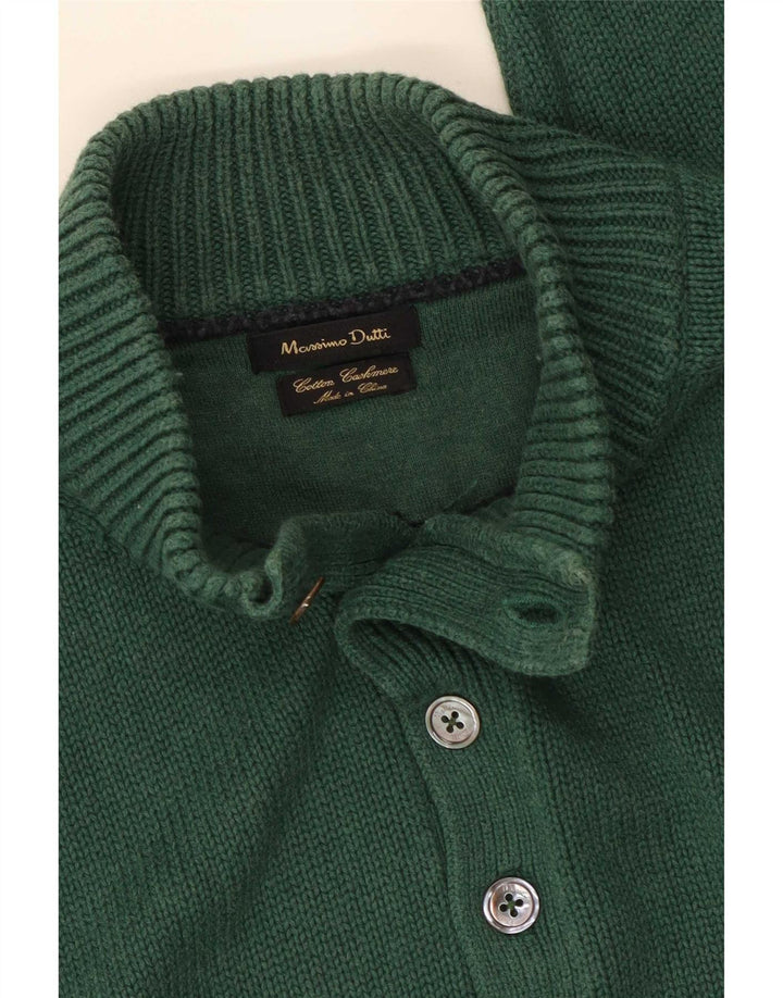 Jersey Massimo Dutti Hombre con Cuello Botonado Algodón Verde Medio