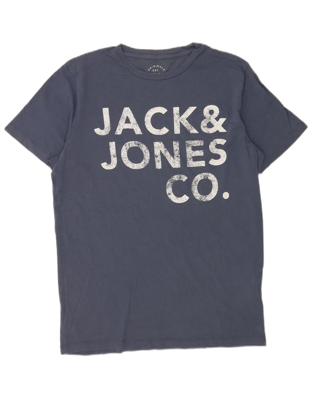 Jack & Jones Hombre Camiseta Gráfica Top Algodón Azul Medio