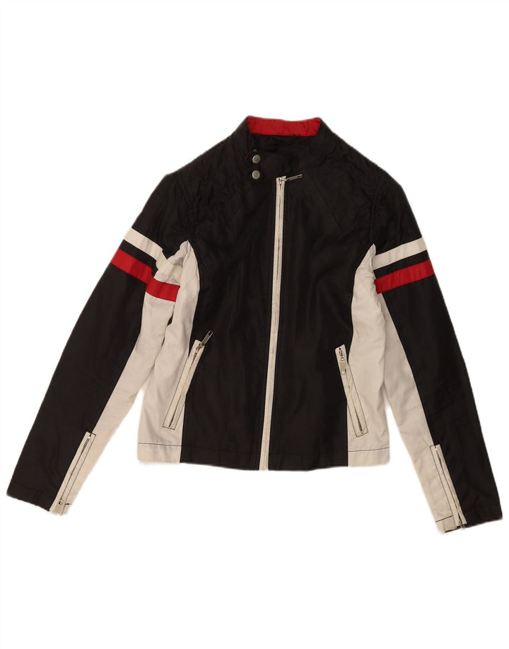 Vintage hombres biker chaqueta Reino Unido 36 pequeño bloque de color negro