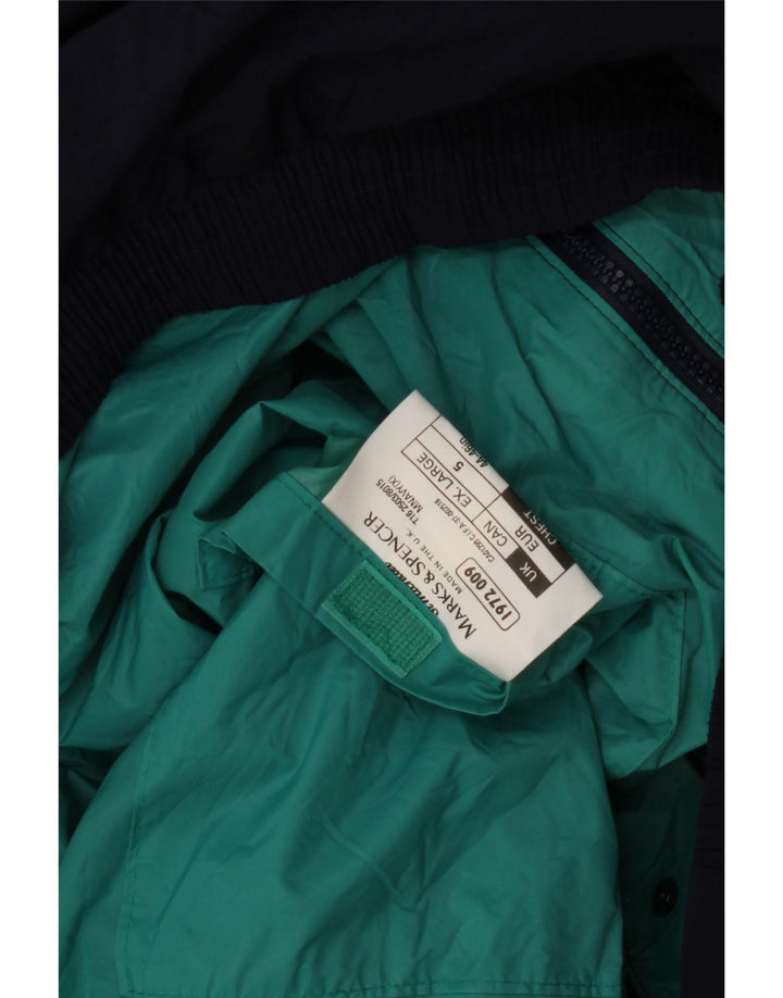 Marks & Spencer Chaqueta Bomber para Hombre UK 42 XL Nylon A Rayas Azul Marino