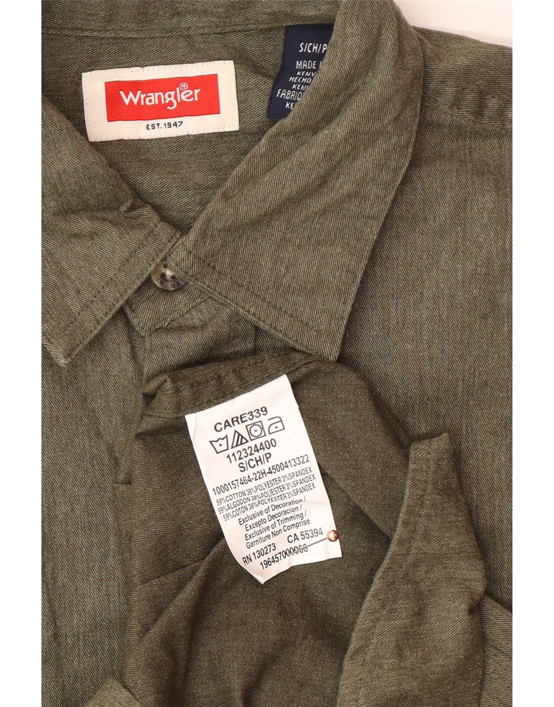 Camisa Wrangler Hombre Small Caqui Algodón