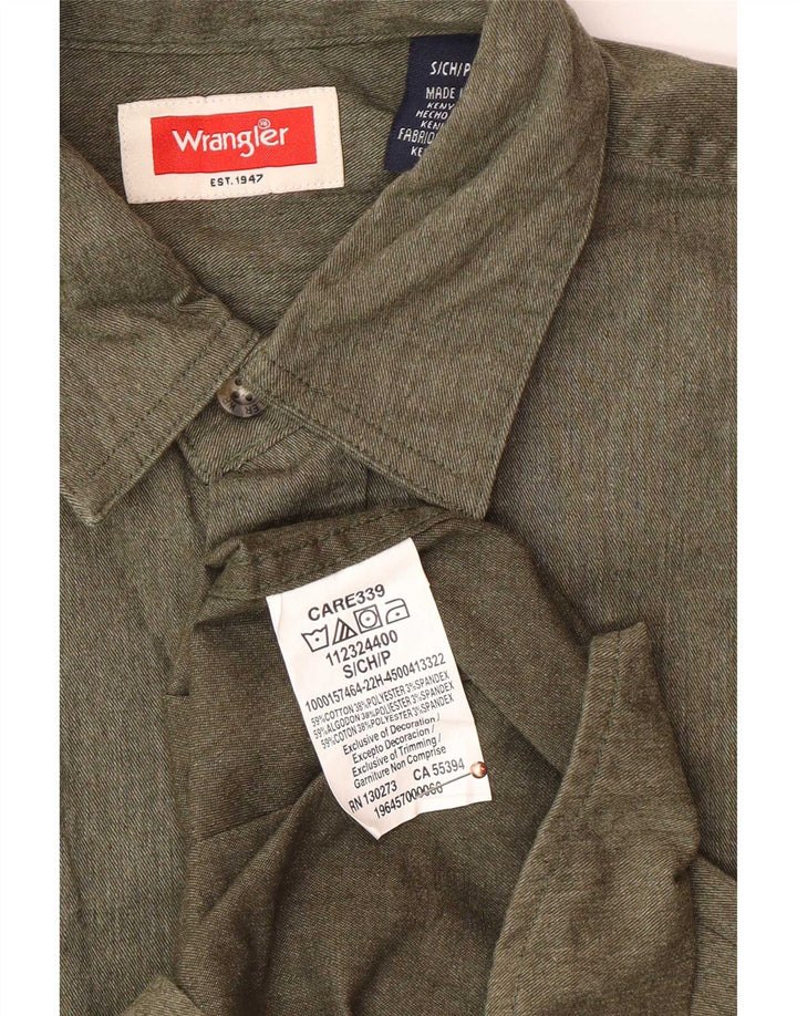 Camisa Wrangler Hombre Small Caqui Algodón