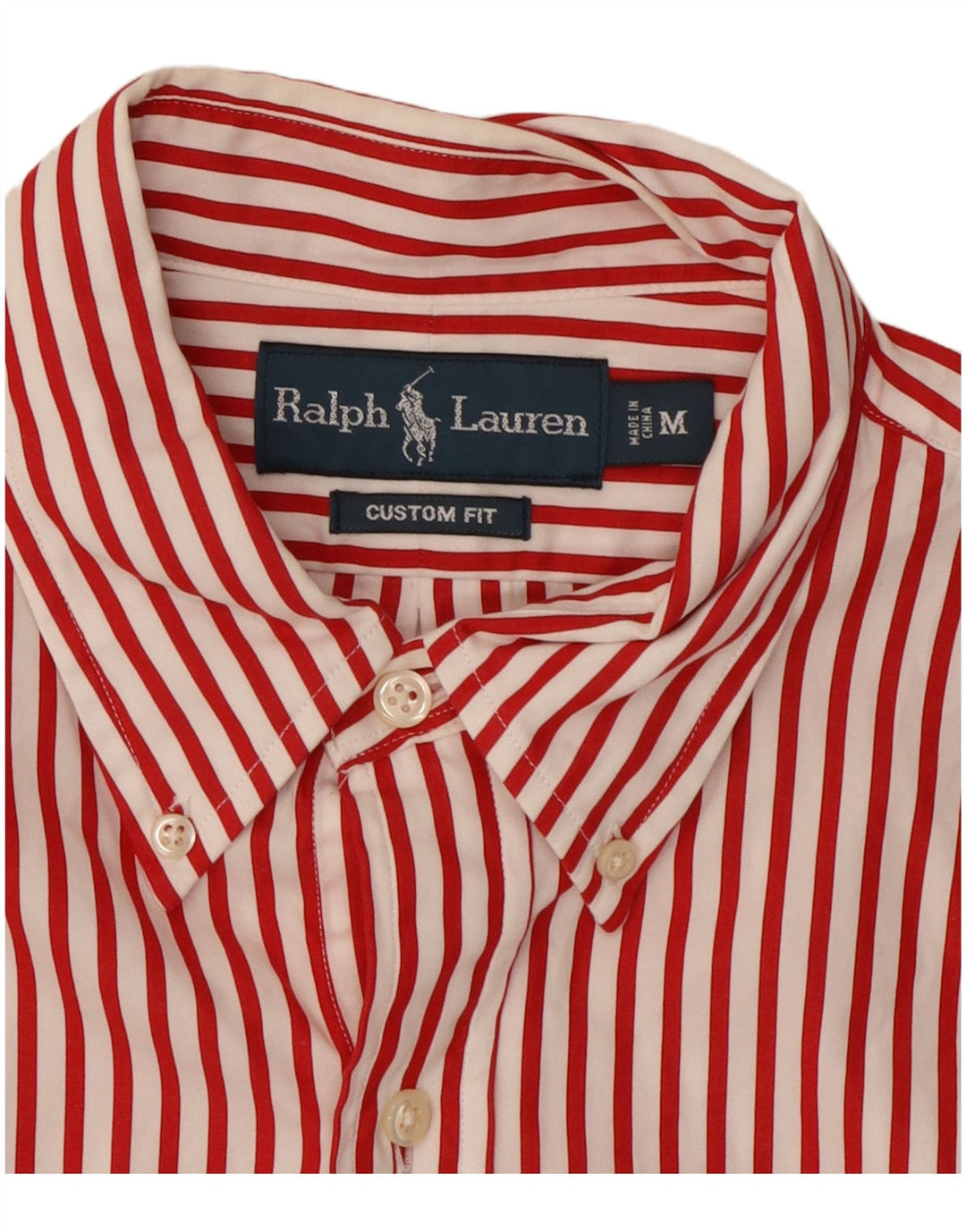 Ralph Lauren Camisa de ajuste personalizado para hombre de algodón a rayas rojas medianas