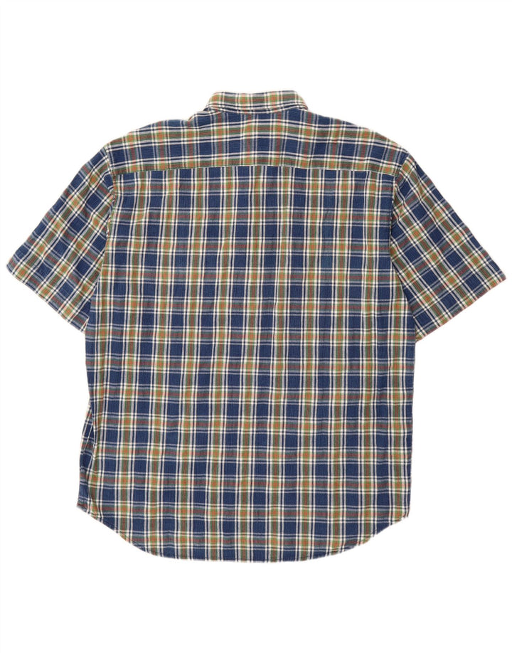LEVI'S Camisa tipo jersey de manga corta para hombre, algodón a cuadros azul grande