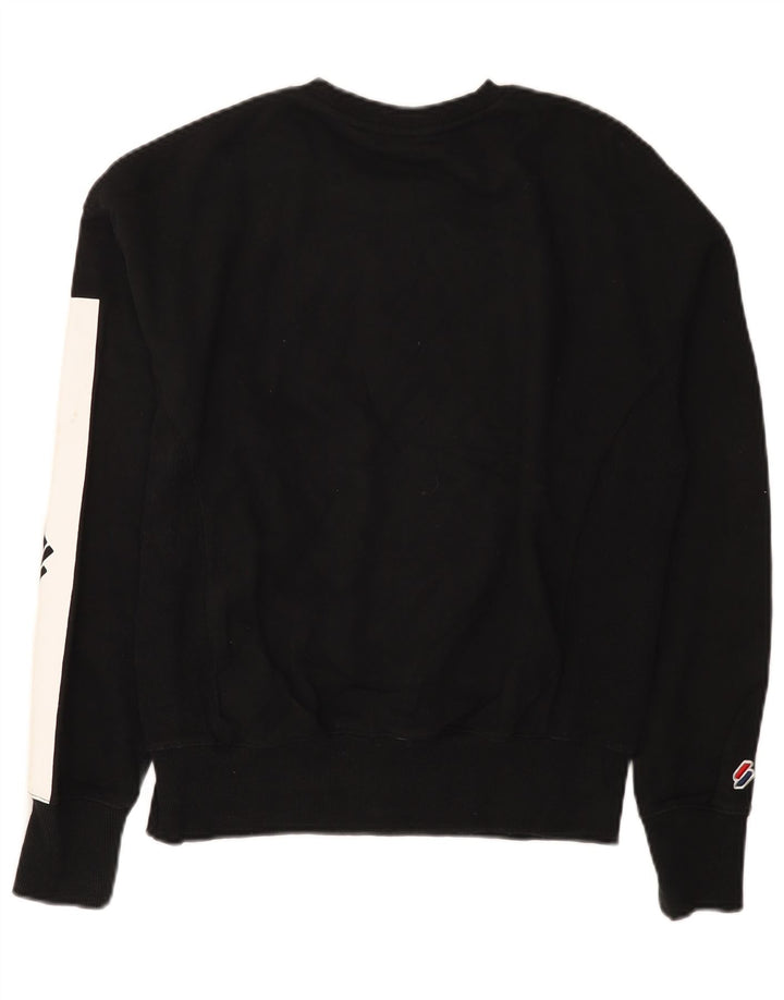Superdry Mujer Sudadera Gráfica Jumper UK 42 Medium Negro Colorblock
