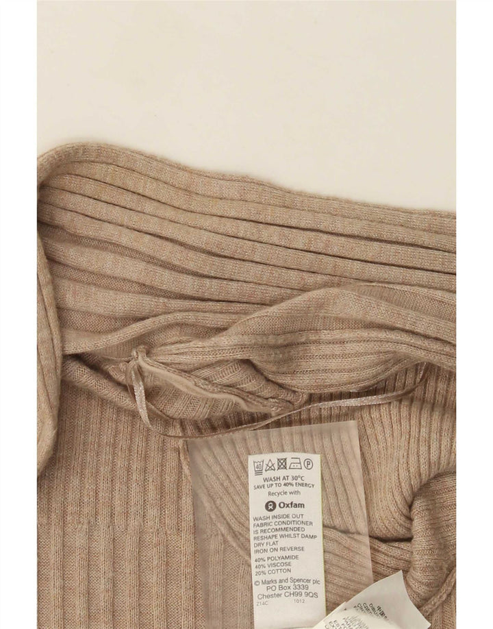 Marks & Spencer Suéter Cárdigan Abierto Largo para Mujer UK 44 Medio Beige