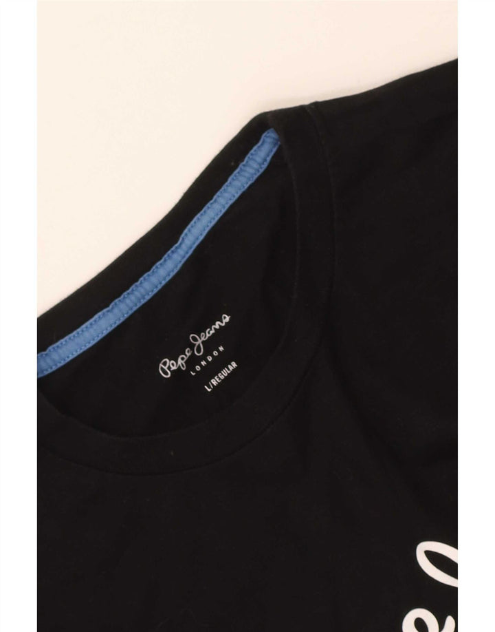 PEPE Jeans Mens Regular Graphic Top Manga Larga Grande Negro