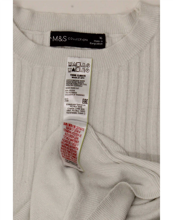 Marks & Spencer Blusa para Mujer Top UK 46 Large Viscosa Blanca