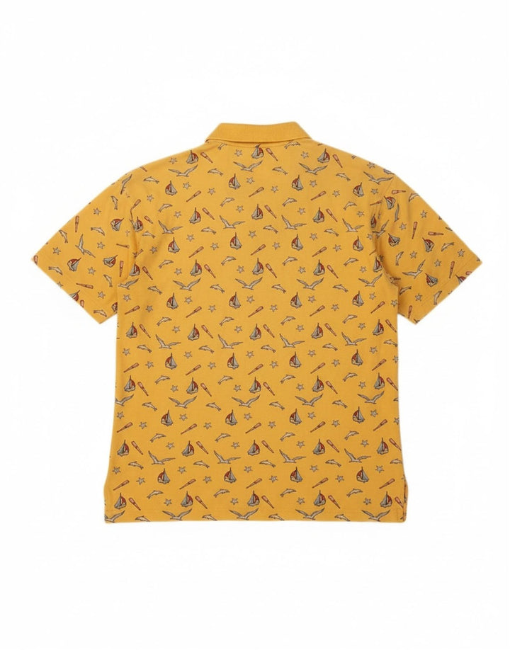 BLUSTER Mens Abstract Pattern Polo Shirt Large Yellow