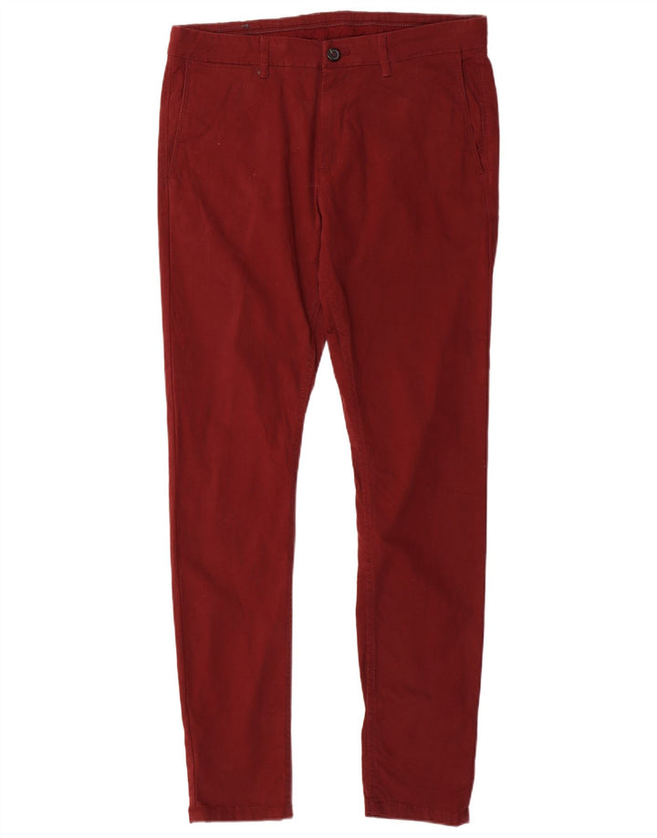 Zara Mens Slim Chino Pantalones EU 42 Medium W32 L30 Granate