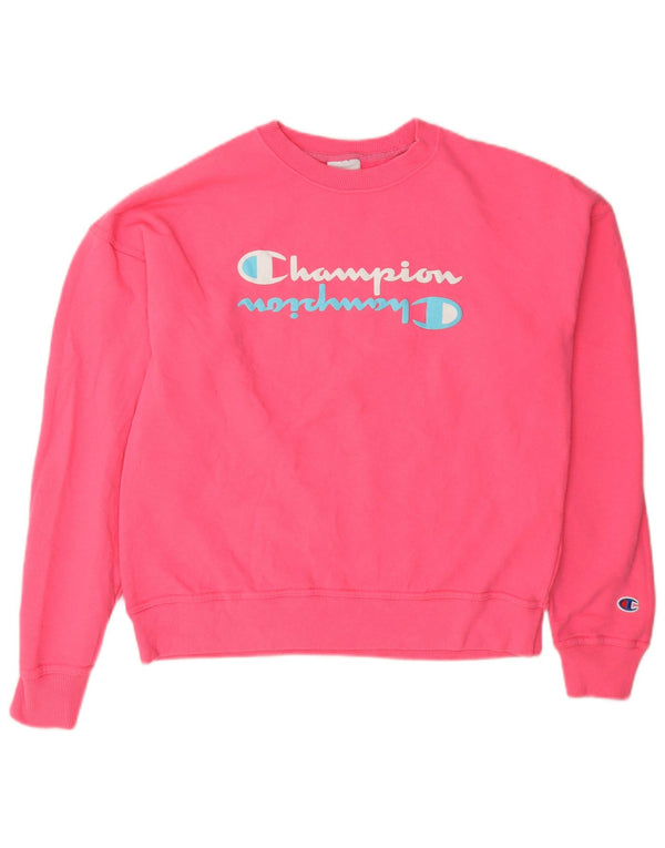 Champion Sudadera de gran tamaño con gráfico para mujer UK 10 Small Pink Cotton