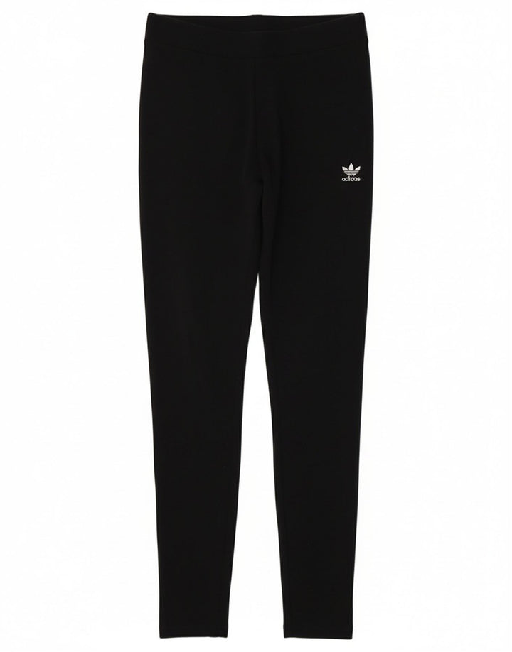 ADIDAS Womens Leggings UK 14 Medium Black Cotton