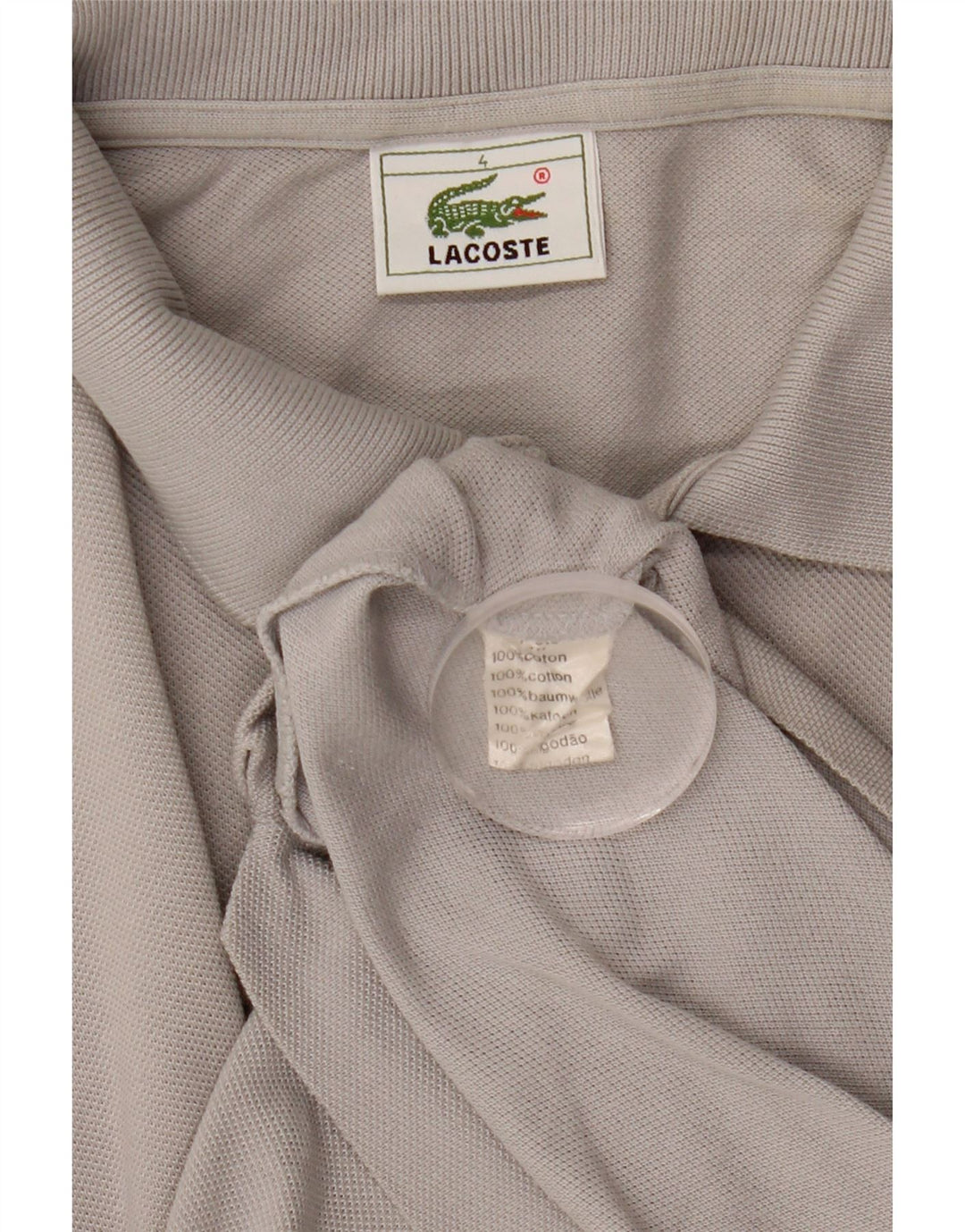 Polo Lacoste para hombre talla 4 algodón gris medio