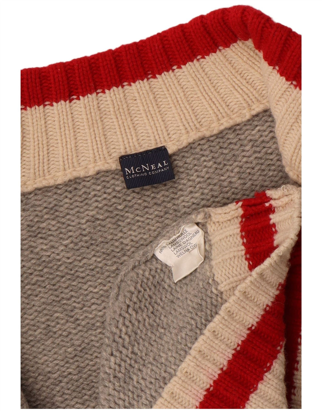 MC NEAL Suéter tipo cárdigan para hombre 2XL Lana gris