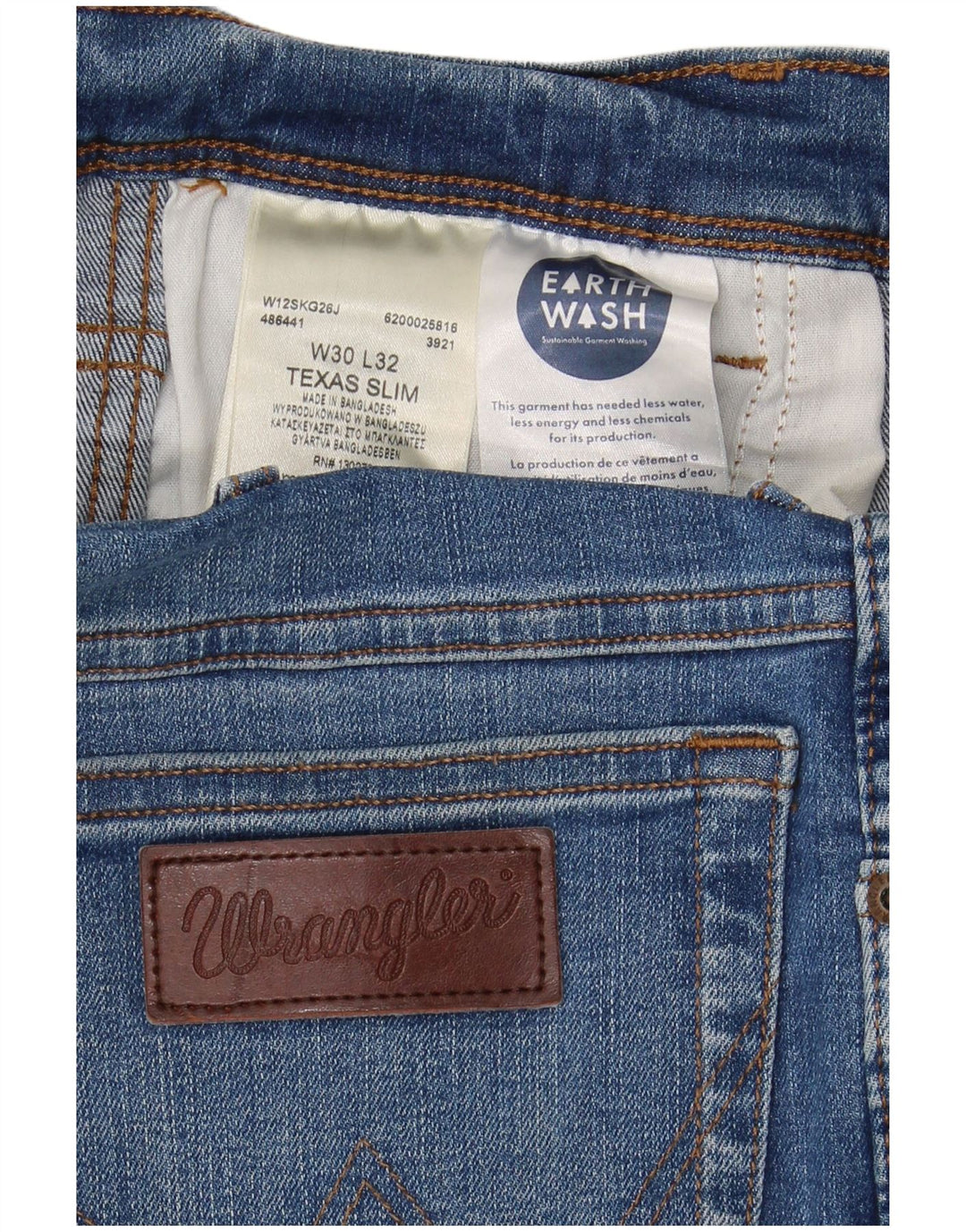 WRANGLER Vaqueros recortados ajustados Texas para hombre W30 L25 Algodón azul