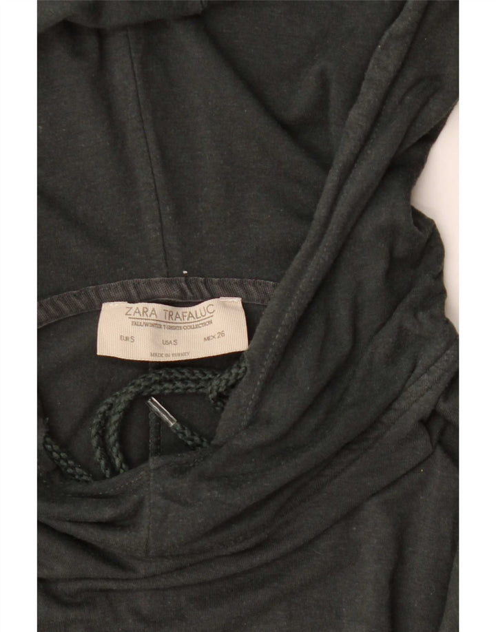 Zara Mujer Top extragrande con capucha Manga larga UK 40 Small Negro