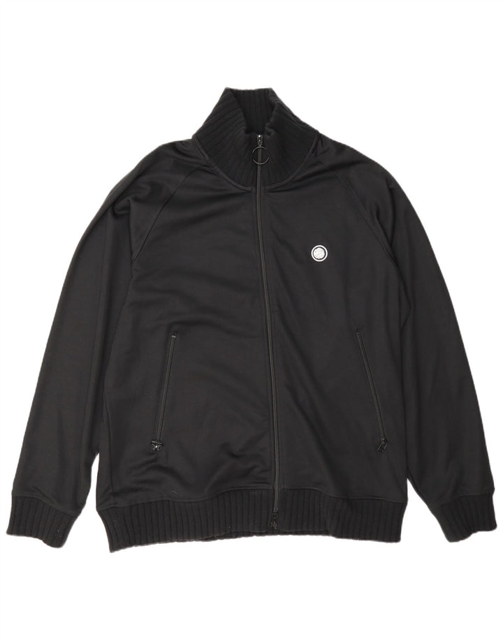 Pretty Green - Chaqueta superior de chándal para hombre, poliéster negro grande