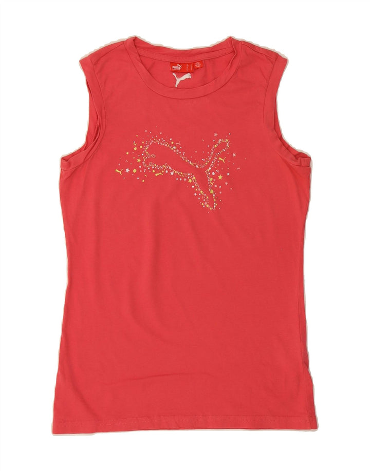 PUMA Womens Graphic Vest Top UK 12 Medium  Red Cotton Vintage Puma and Second-Hand Puma from Messina Hembry 