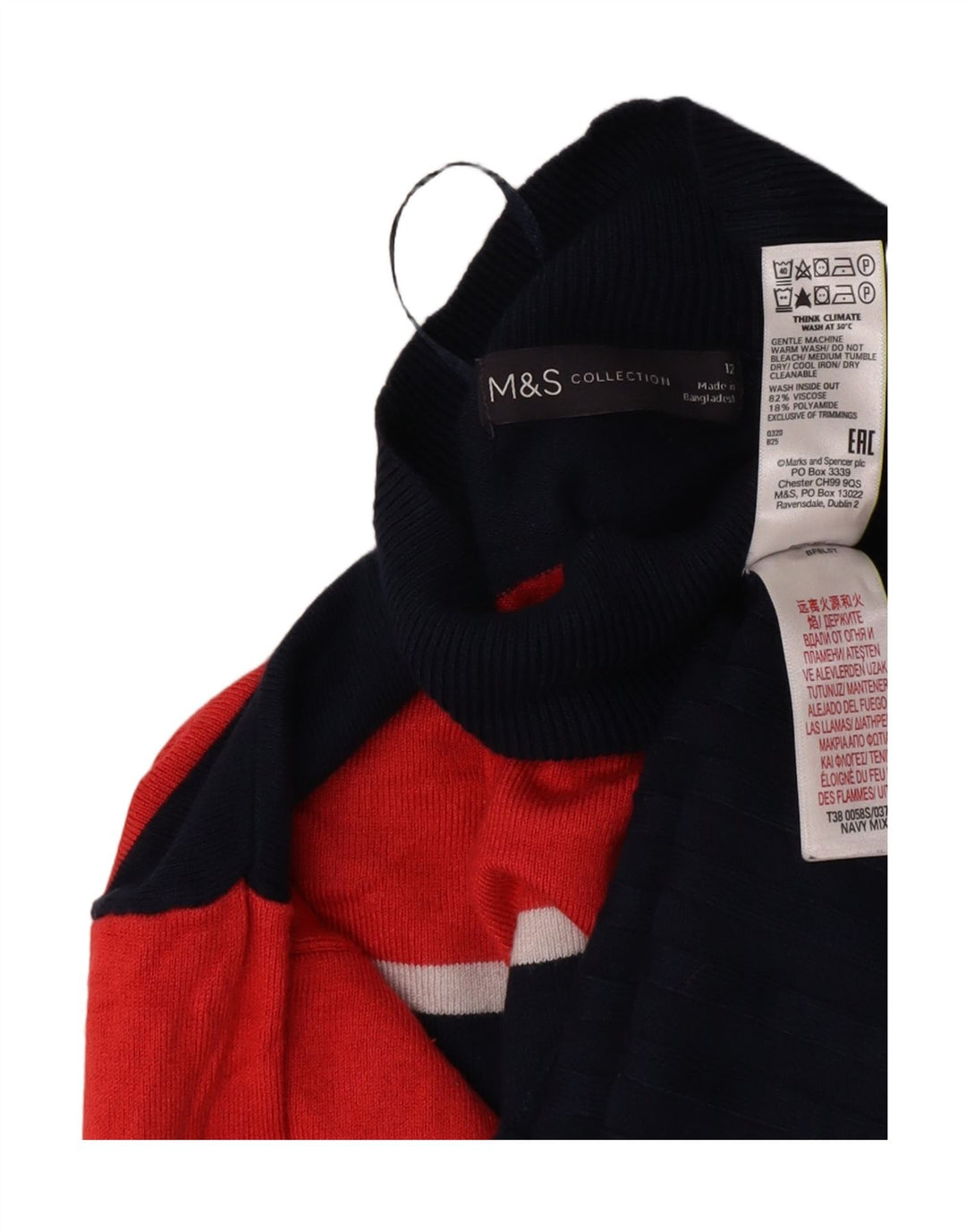 Marks & Spencer - Jersey con cuello alto para mujer, talla 40, talla M, color azul marino