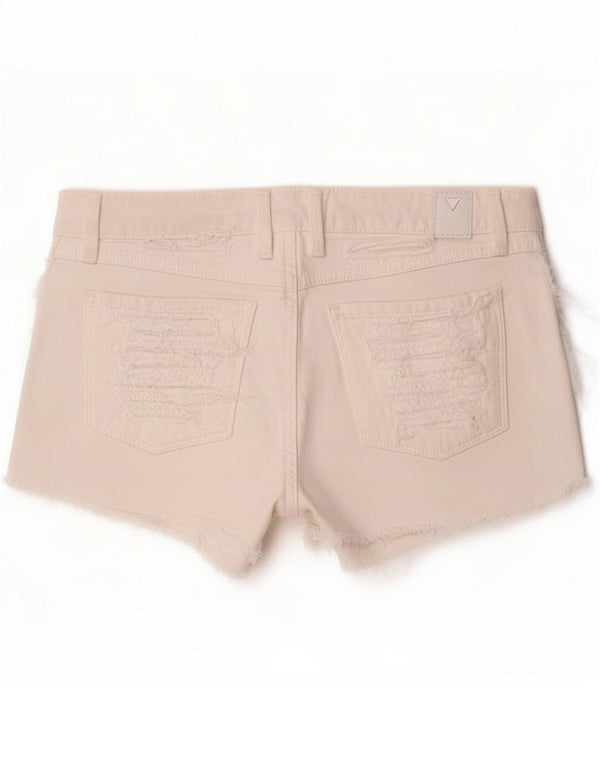 Guess Pantalones cortos de mezclilla desgastados para mujer pequeños W27 Algodón blanco