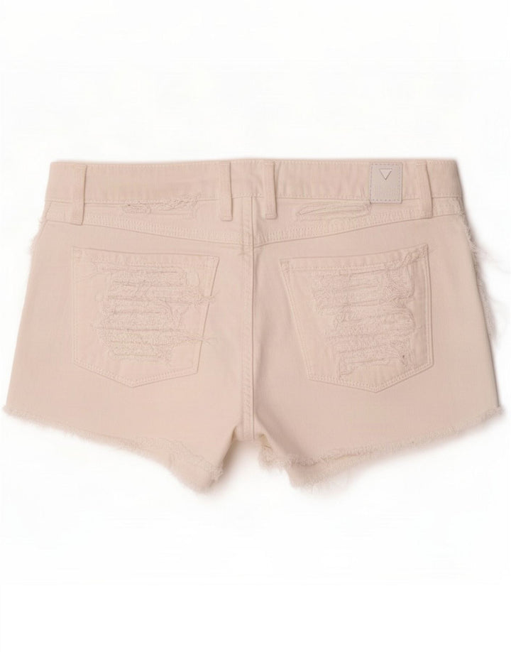 Guess Pantalones cortos de mezclilla desgastados para mujer pequeños W27 Algodón blanco