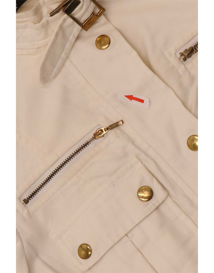 Zara Mujer Chaqueta Utilitaria UK 12 Mediana Algodón Blanco