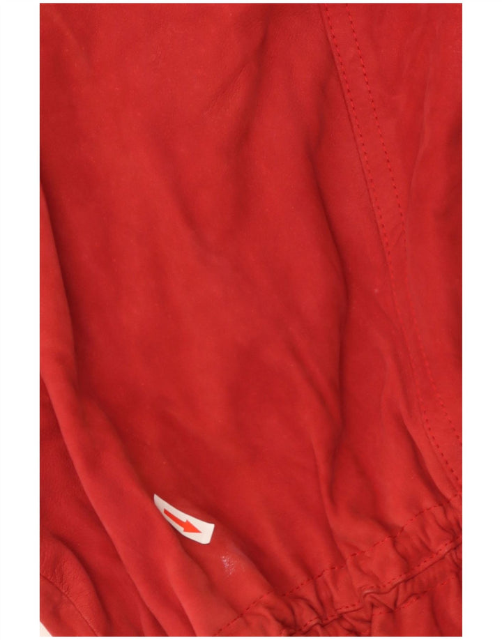 Vintage mujer ante overcoat abrigo Reino Unido 10 pequeño cuero rojo