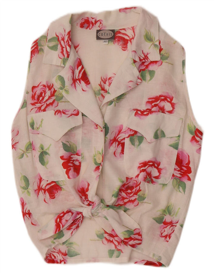 Coexis Blusa Corta Sin Mangas para Mujer IT 42 Medium White Floral