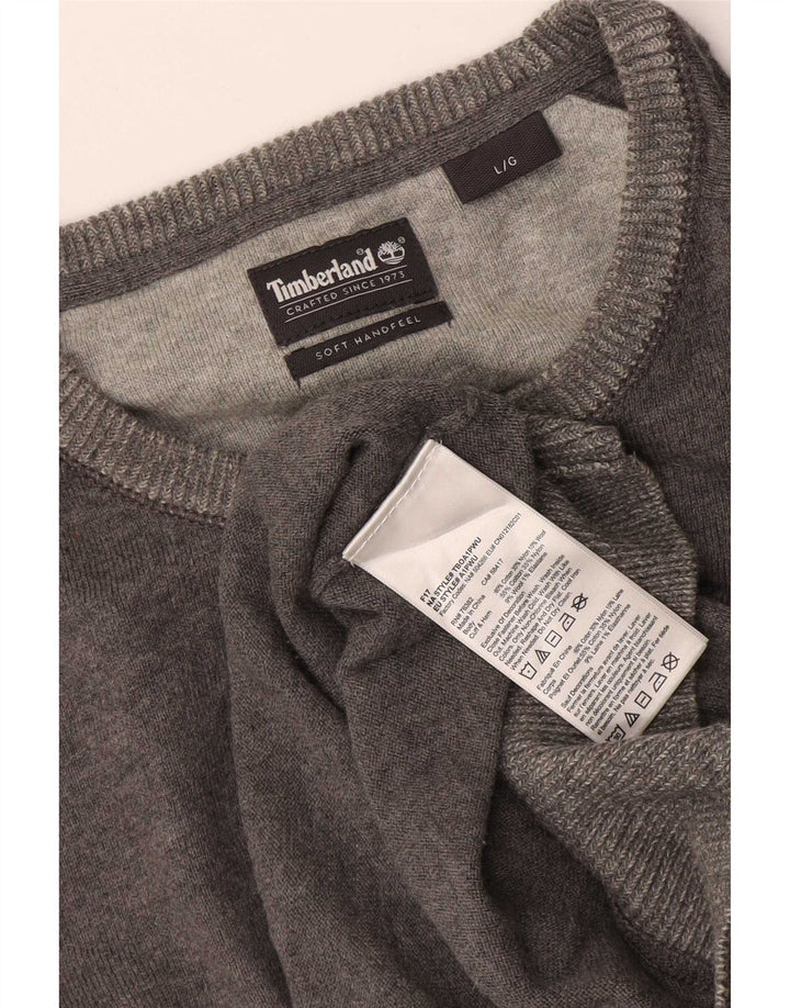 Timberland - Jersey de cuello redondo para hombre, talla grande, algodón gris
