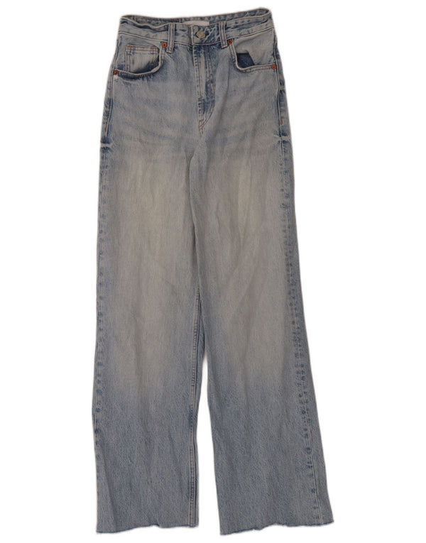 Zara Jeans De Pierna Ancha De Tiro Alto Para Mujer EU 34 2XS W24 L30 Azul